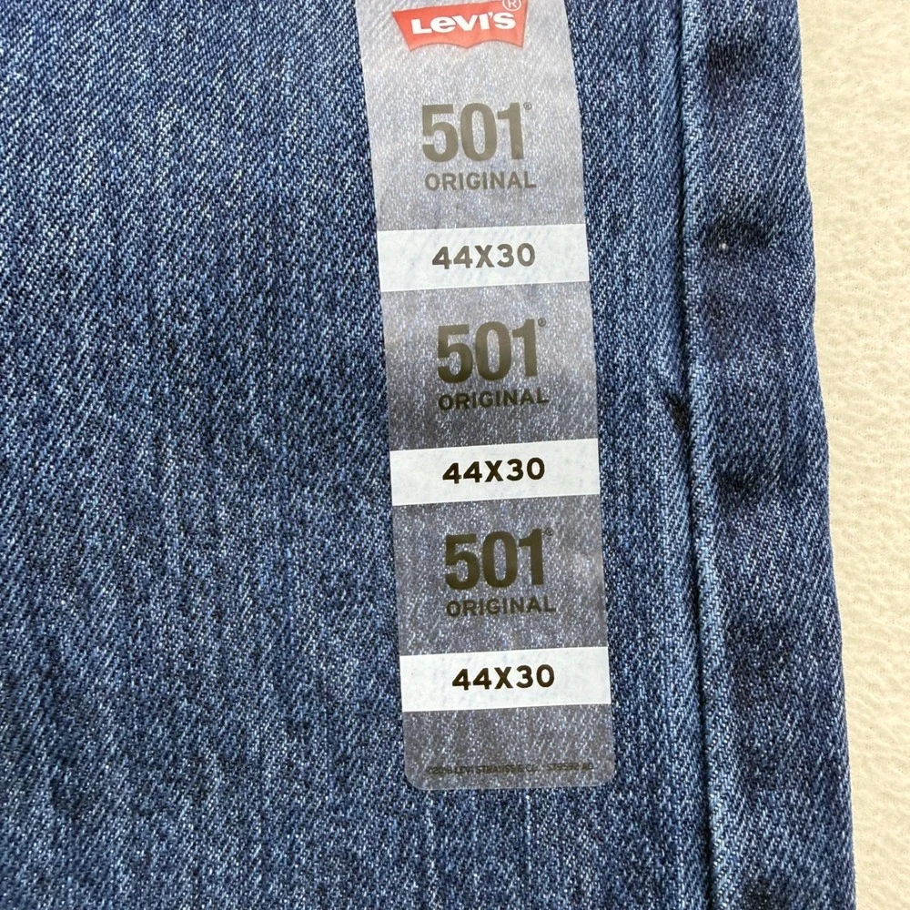 Levi's 501 Original Jeans Mens 44x30 Blue Straight Leg Button Fly Denim